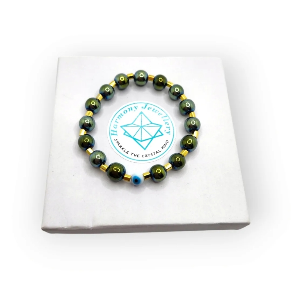 Hematite Evil Eye Bracelet